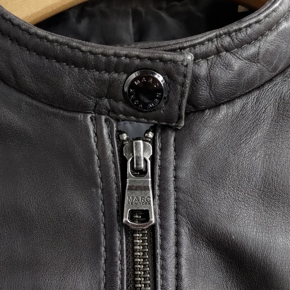 Marc New York Slate Gray‎ Leather Moto Jacket
